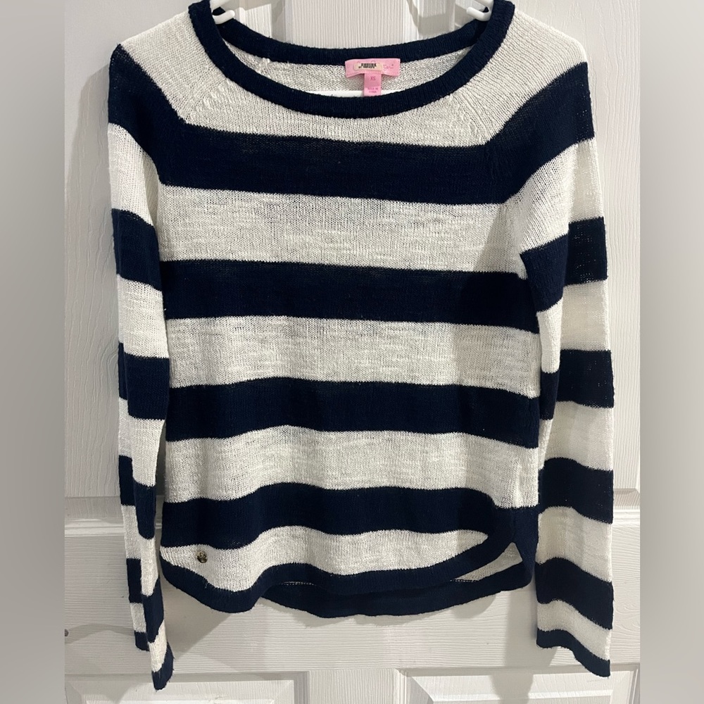 Lily Pulitzer sweater women’s extra small navy and white pullover striped top